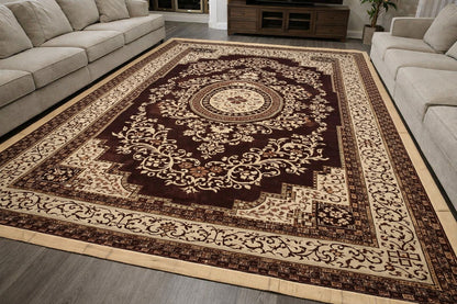 Premium Brown Rug – Soft, Durable, Anti-Slip Carpet for Living Room.