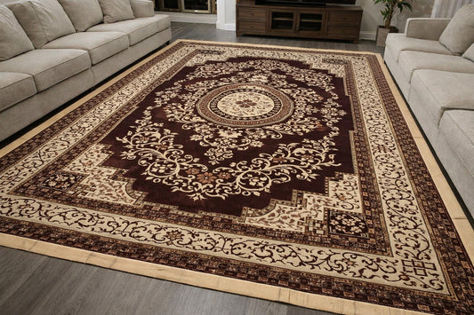 Premium Brown Rug – Soft, Durable, Anti-Slip Carpet for Living Room.