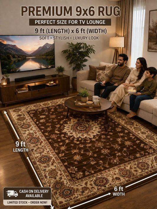 brown Soft Luxury Rug – Non Slip Floor Carpet